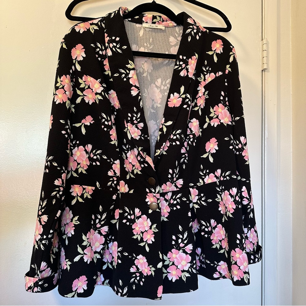Floral Peplum Lightweight Blazer EUC